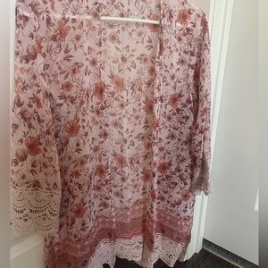 Pink and Cream Floral Cardigan